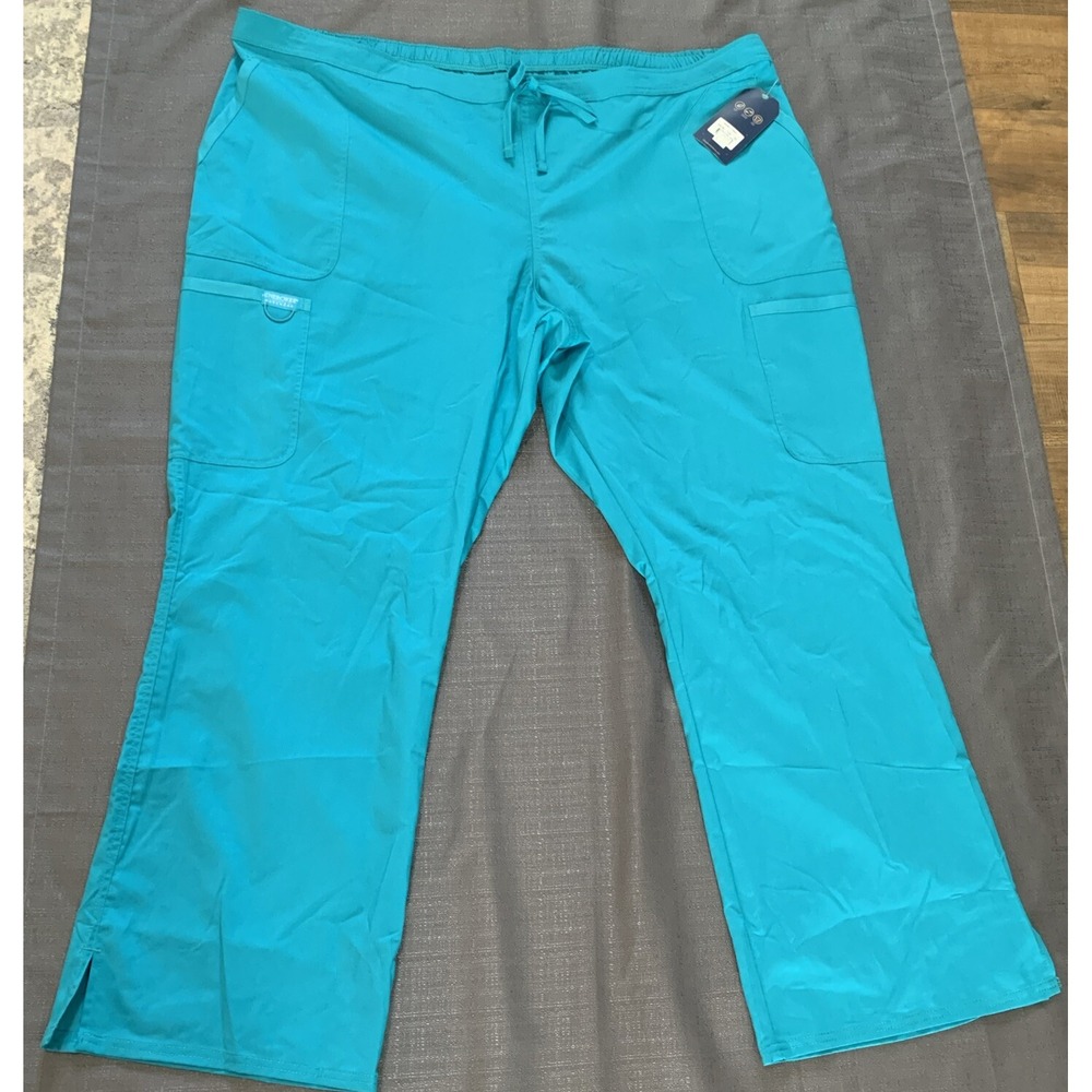 Cherokee Workwear Women's Scrub Pants Teal 4XL 5 Pockets New W/Tags